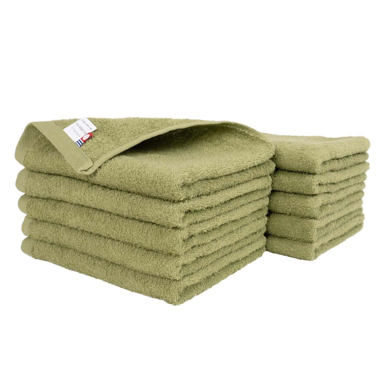 

oruTa Imabari Face 200 Made in Perfect for Hand and Khaki Towels, 10-Piece Set, Thin, Quick-Drying, Compact, Momme, Japan, Natural, Sports, Washing,