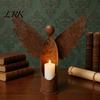 Sacred Home Garden Accents Rusted Angel Candle Holder, Vintage Metal Tealight Candelabra, Outdoor Statue Lantern Rustic Weather‑Resistant
