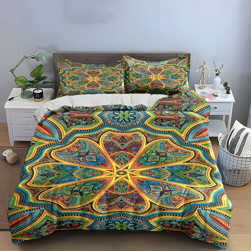 Colorful mandala-inspired patterns. Bedding sets Duvet cover sets Duvet covers Pillowcases(1 * Duvet Cover 2 * Pillowcases without duvet insert)
