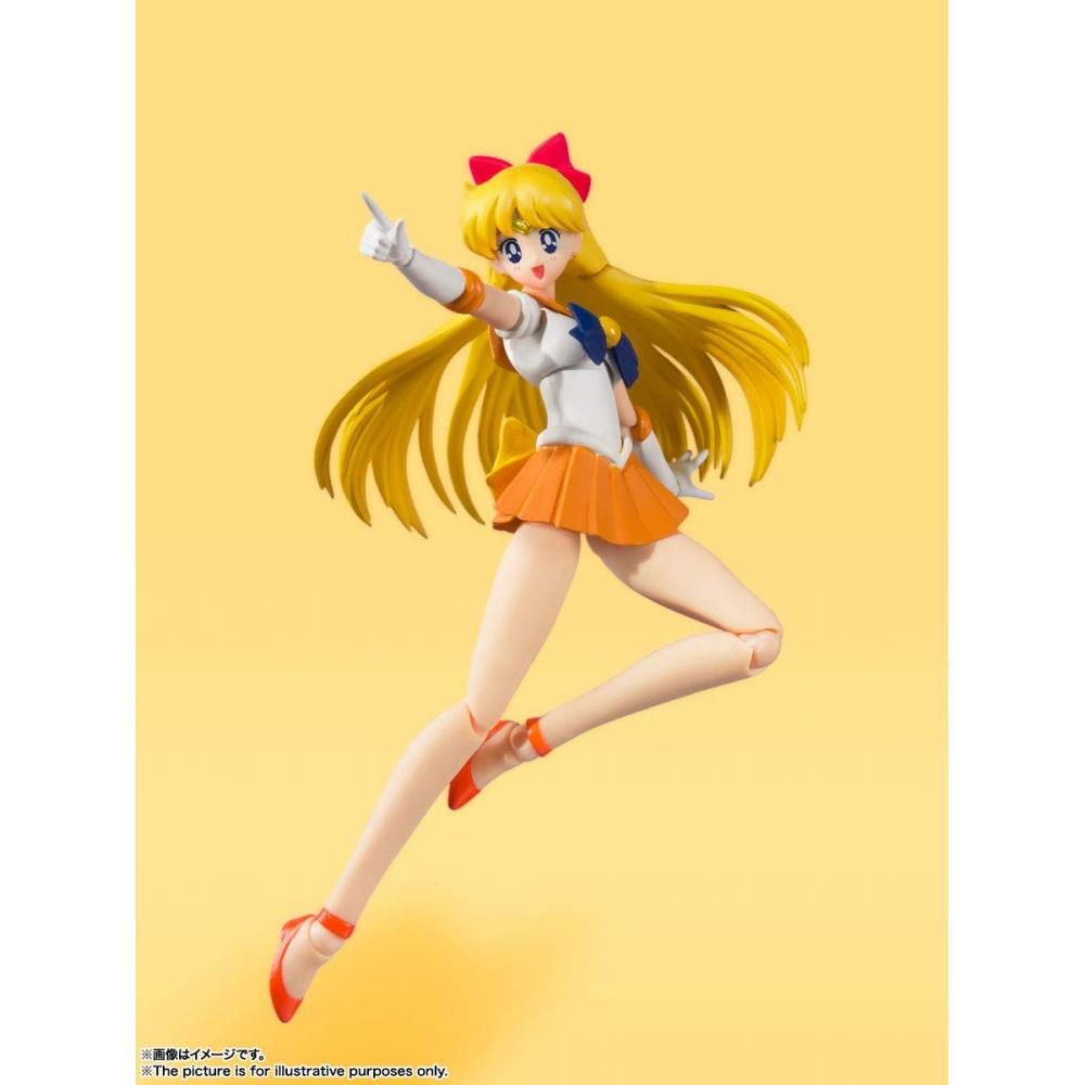 SHFiguarts Sailor Moon Sailor Venus - Animation Farbedition- (Wiederverkaufsversion) Ca.. 140 mm große, bewegliche Figur aus PVC und ABS, bemalt
