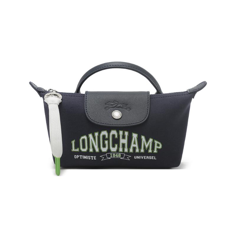 Longchamp Logo Short Handle Fabric Leather Dumpling Bag Women Handbags Navy-Blue 34175HEA006 Basic Set (Bag)
