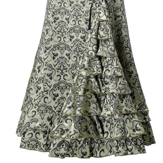 Halloween Skirt Jacquard Fishtail Women Punk Style Vintage Ruffles Bodycon Skirt
