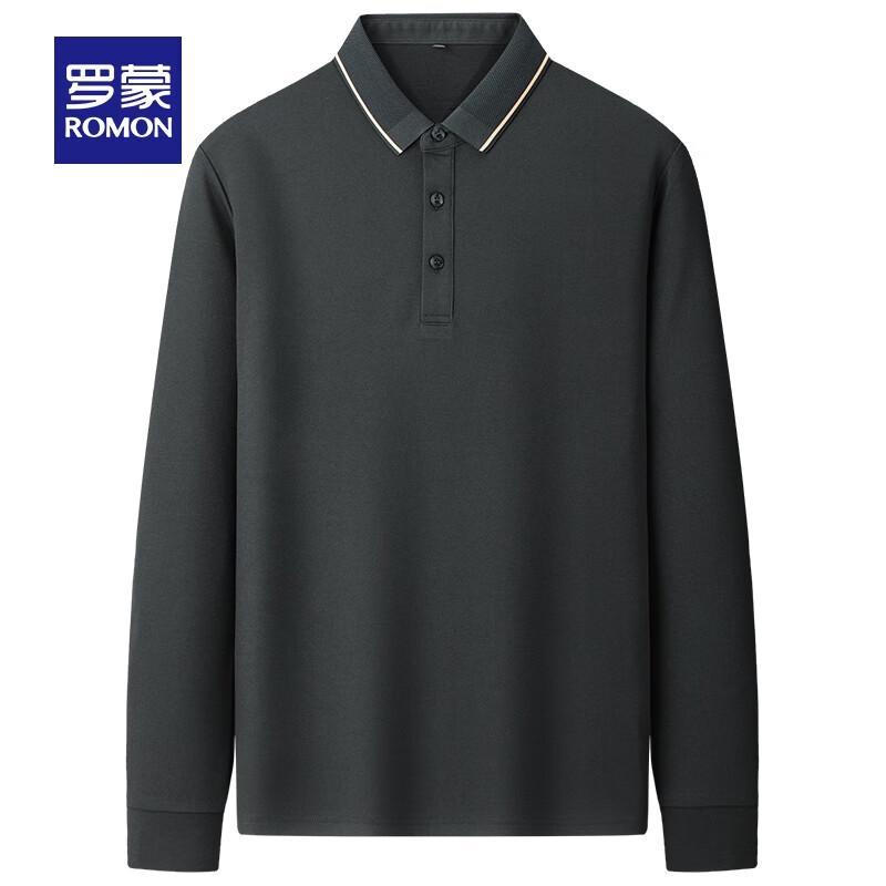 ROMON Men s Silk & Wool Blend Antibacterial Long-Sleeve Polo Shirt L