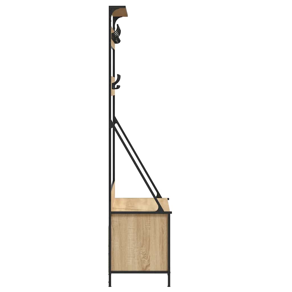 Clothing Rack with Shoe Shelf Sonoma Oak Finish 100 X 41 X 184 Cm