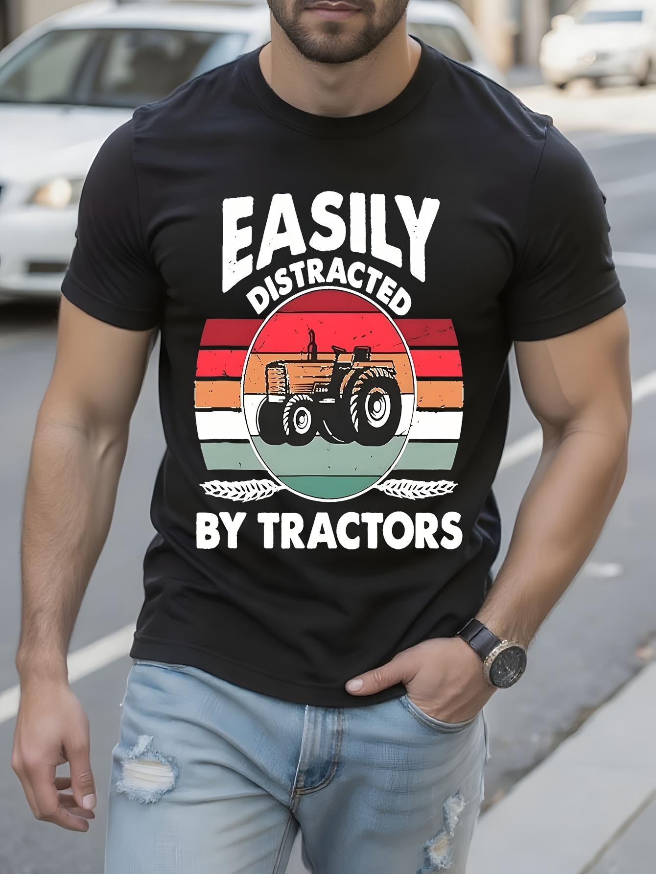 Easily Distracted By Tractors Funny Tshirt Funny Farming ... XXL