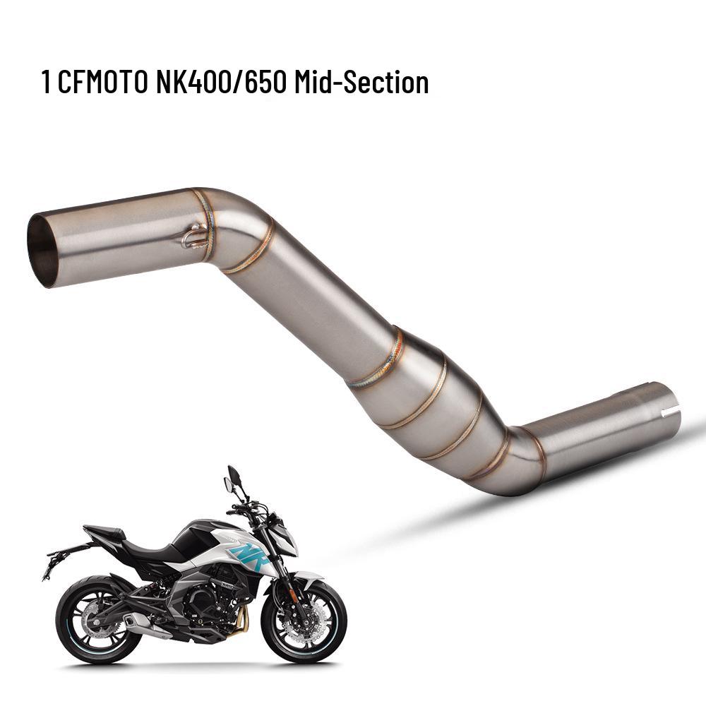 CFMOTO NK400/NK650 Stainless Steel Silencer Exhaust Pipe with Backpressure Drum.