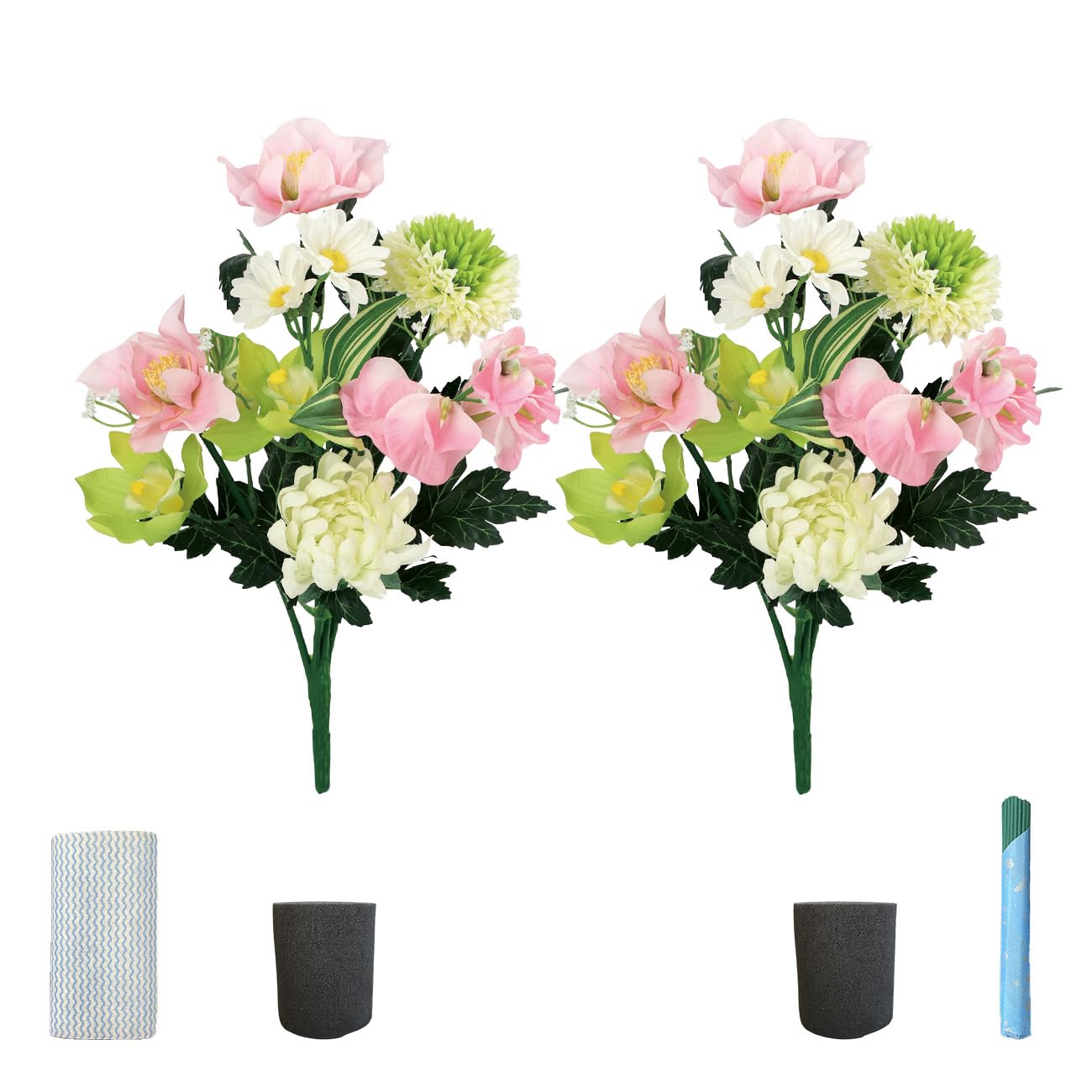 

Artificial Flower Hanako for Buddhist and Offerings Artificial Flower No Iron Includes 2 Bouquets of Buddhist Flower Vase and Incense 1114s Graves,