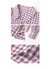 Interpret Beauty 2025 Early Spring French Retro Gingham Puff Sleeve Tie-Waist Women's Shirt