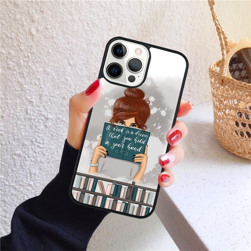 Read Books illustration Phone Case for iPhone 17 Air 16 15 14 12 13 PLUS 11 PRO MAX Back Cover Fundas Shell
