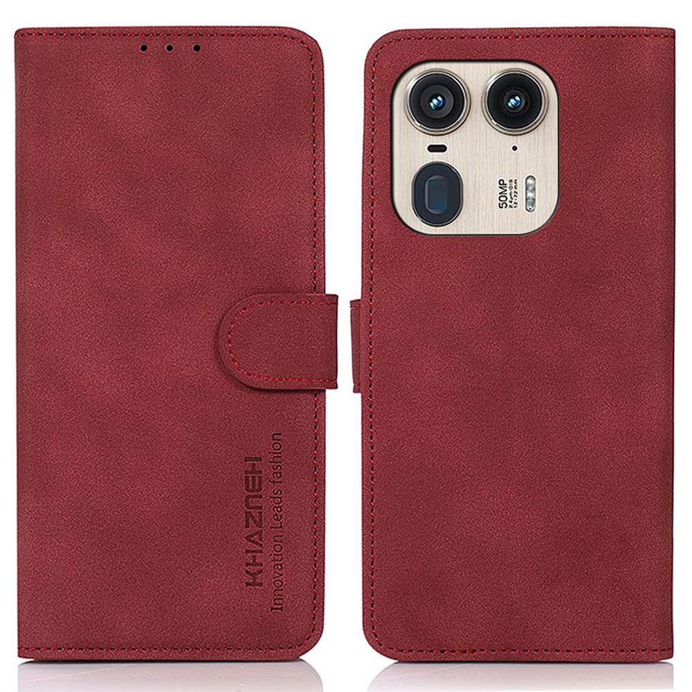 KHAZNEH For Motorola Edge 50 Ultra 5G/Moto X50 Ultra 5G Magnetic Case Texture Leather Soft Touch Mobile Phone Cover