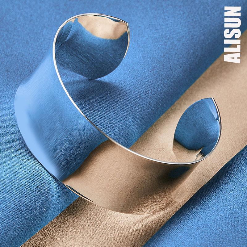 925 Sterling Silber Damen Glattes offenes Armband Modischer Hochzeitsschmuck