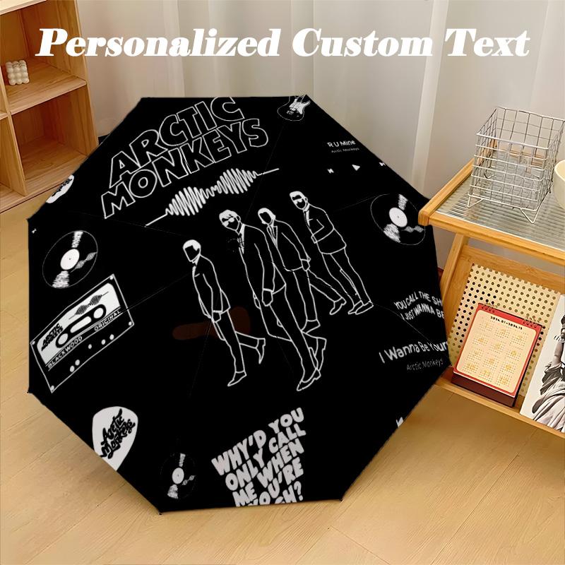 Portable Auto Folding Umbrella,Arctic Monkeys 8 Rib Waterproof Umbrella For Camping Commute