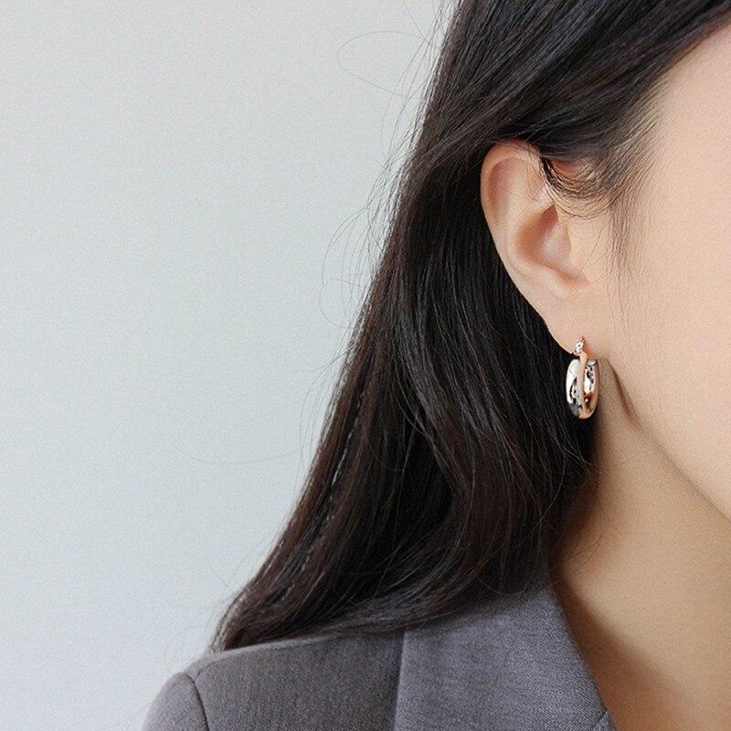 Sterling Farbe Klobig Für Damen Creolen Runde Röhren-Ohrringe Tägliches Tragen Feier Party Event Schmuck Tägliche Geschenkidee