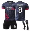 Kits de Futebol para Adolescentes, Crianças e Adultos Conjunto de Camisa de Treino Esportivo com Meias 24/25 Real Madrid Traje com Padrão de Dragão #9 Mbappé