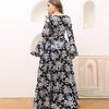 Floral Chiffon Dress Women's 2026 Knee Skirt Waist Thin Temperament Long Sleeve Spring and Autumn Korean Version Dress