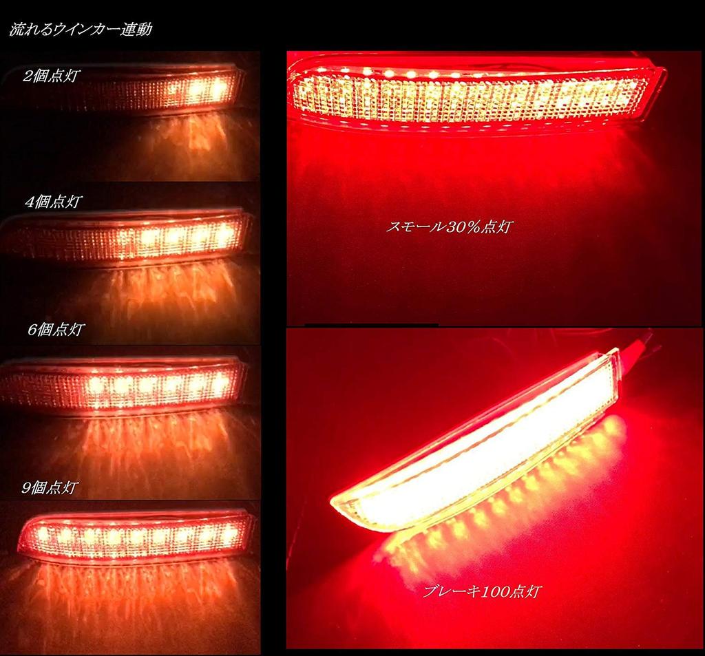 LED Reflectors with Reflector Vehicle Inspection and Flowing Turn Signal Set of Compatible with Toyota Alphard Series Toyota Vellfire Series Toyota