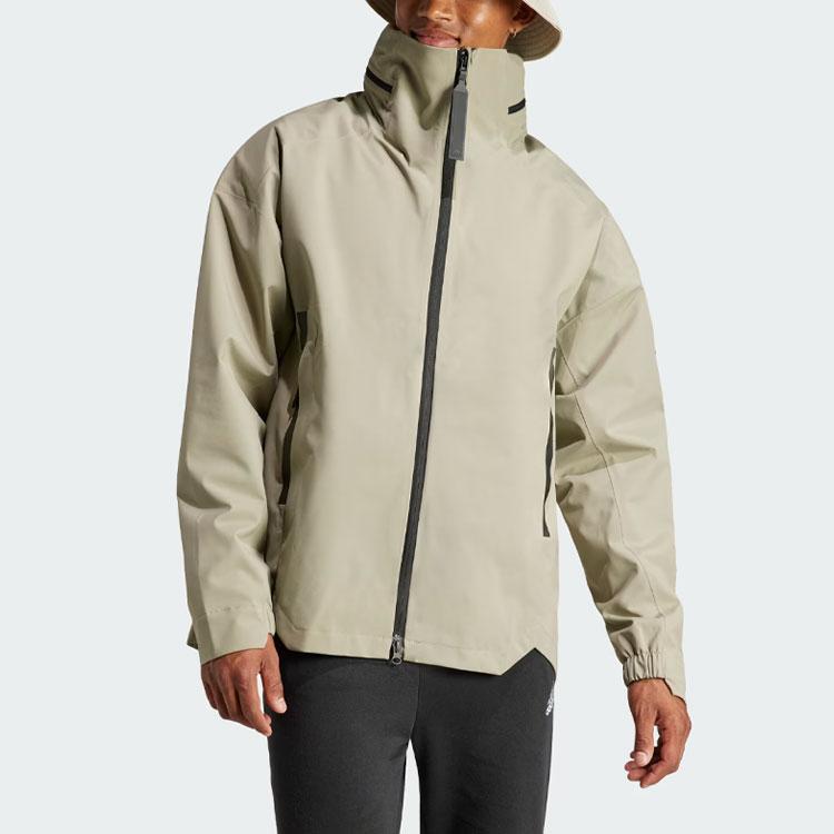 Adidas Myshelter Rain.Rdy Jacket Color Block Hidden Hooded Long Sleeve Jacket Men Jacket Pebble-Grey IP5571