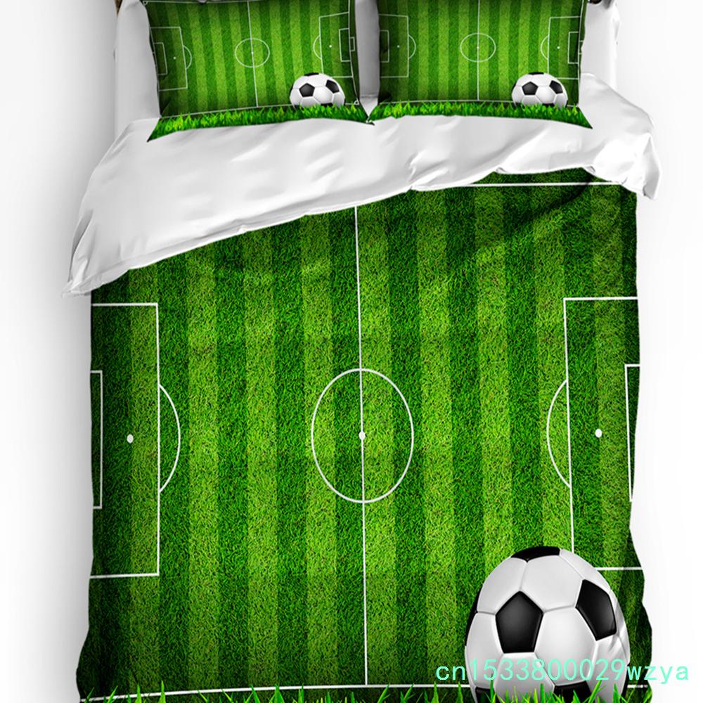 3-teiliges Bettwäsche-Set Fußball Fußbaldfeld Heimtextilien Bettbezug Kissenbezug Junge Kind Teenager Mädchen Bettwäschebezüge Set