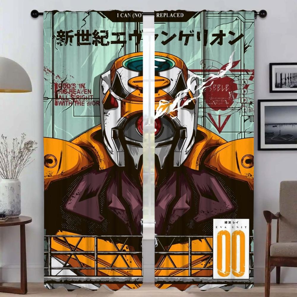 Set Of 2 Elegant Curtains Evvangelionn Partition Halloween Decoration Shades Kitchen Living Room Curtain Light Blocking For Sitting Made Polyester