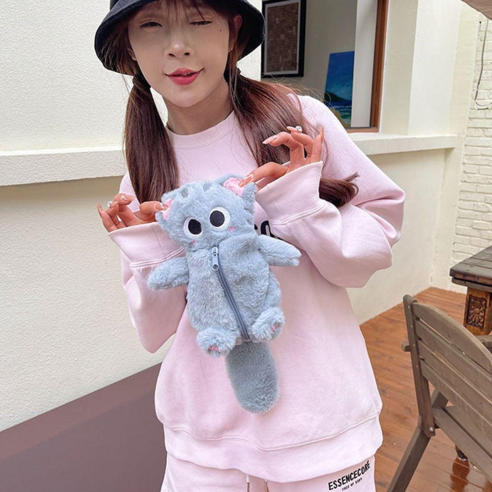 Siamese Cat Plush Pencil Case Large Capacity Cat Pencil Bag Novelty Stationery Bag  Learning