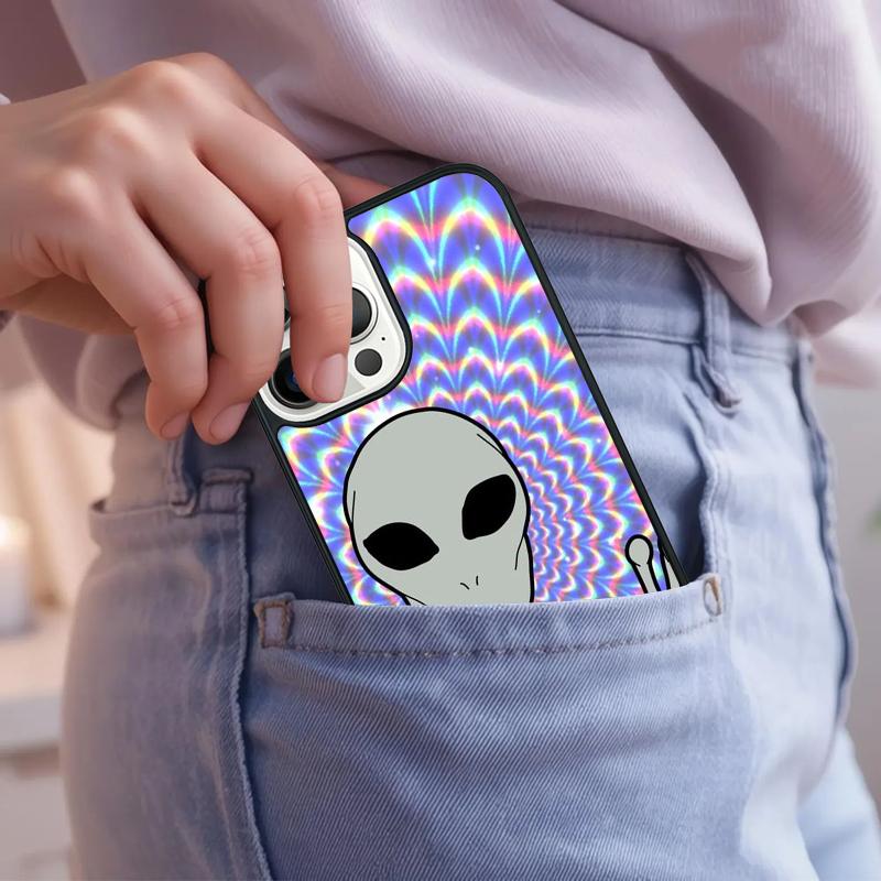 Aesthetics Cartoon alien Phone Case For iPhone 17 Air 15 16e 14 13 Pro Max Coque 12 11 Pro Max PLUS cover