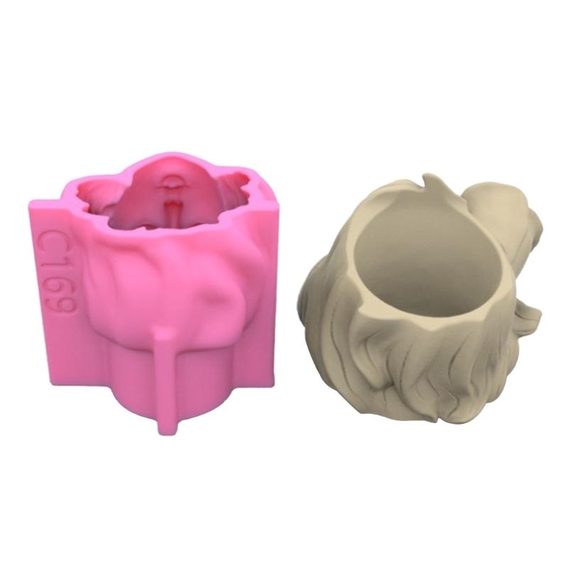 Rose Girl Concrete Silicone Pot Mold Succulent Flowerpot Clay Cement Plaster Molds DIY Home Garden Flower Pots Mould