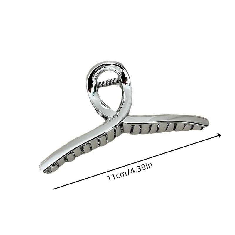 Silver Cold Wind Hair Clip Women High-end Hair Texture Shark Clip Simple Love Hair Accessories