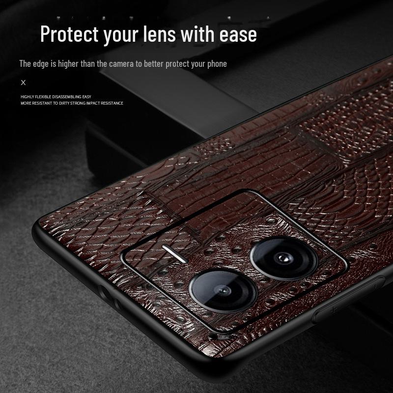 iQOO Z8 Leather Protective Case - Cowhide Grain Full Package for Safety & Style