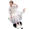 Flickornas Hanfu Sommar Tang-dräkt Prinsessklänning - Kortärmad Forntida Kinesisk Stil Älvkostym