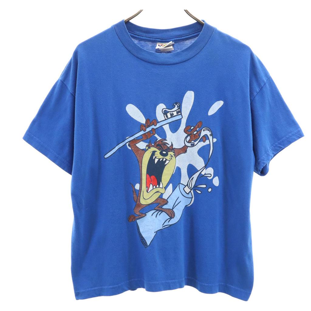 LOONEY TUNES 90s Old Tasmanian Devil Short sleeve T-shirt S blue Men's Used