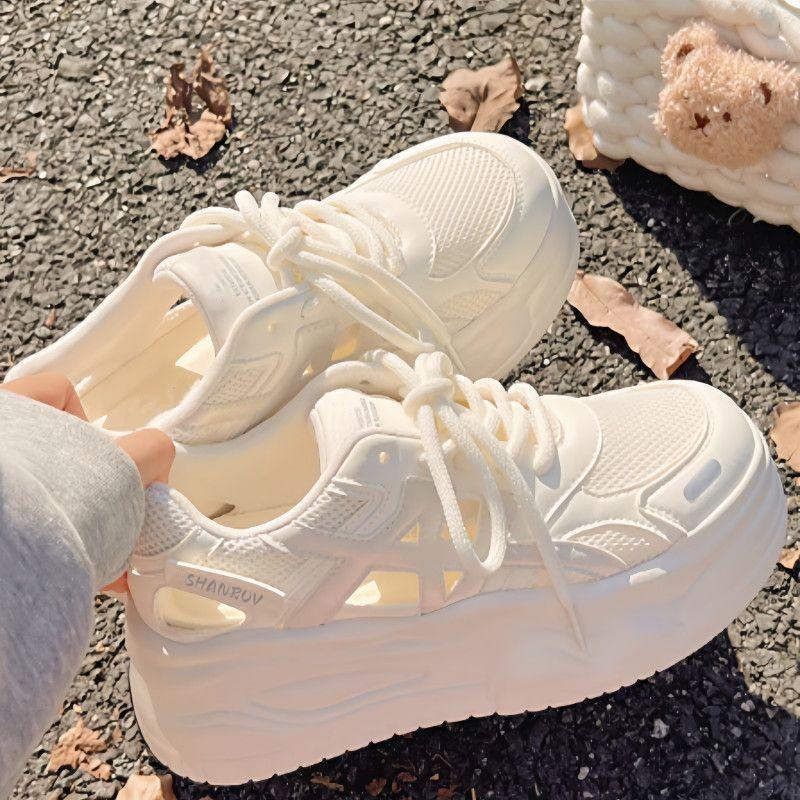 Women S Summer Breathable Casual Sneakers White Platform Shoes For Skirts
