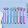 5pcs Set Diamond Heart Round Ballpoint Pen Colorful Imitation Metal Rod Crystal Liquid Sand Crushed Diamond Pen Crystal Gemstone Ballpoint Pen