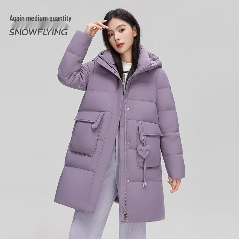 

SNOWFLYING Women s Mid-Length Hooded Duck Down Jacket L (170cm)