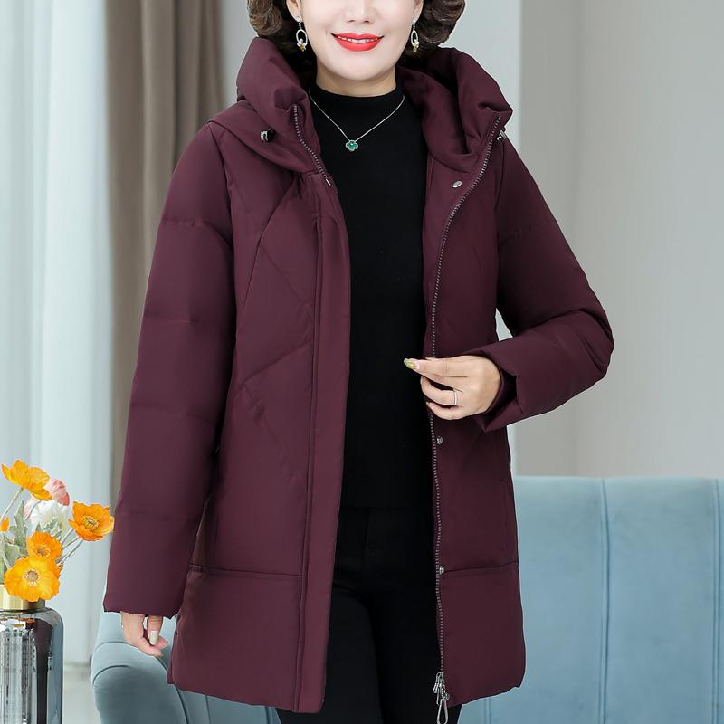 Middle Age Women's Down Coats Winter Vintage Parkas Plus Size Elegant Loose Thick Warm Puffer Jackets Woman Outerwears
