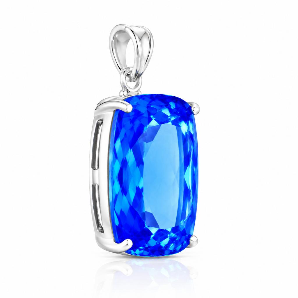 Blue Topaz Pendant 80 ct Cushion Cut In 925 Sterling Silver Necklace Gemstone Jewelry Gift