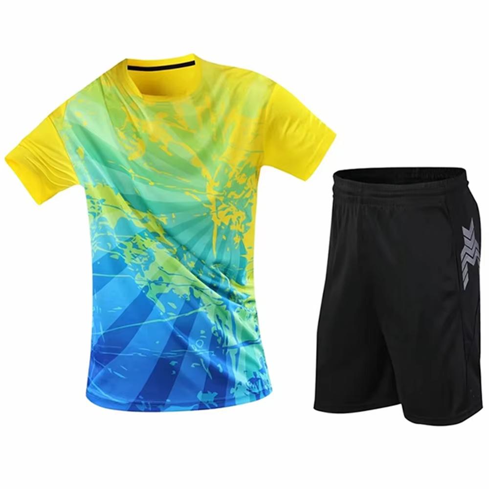 Set Estivo 3D Maglietta da Tennis, Maglietta da Badminton, Scollo a O, Moda Casual, Set di Pantaloncini, Set Maglietta da Tennistavolo da Uomo e Donna, Tuta da Tennistavolo