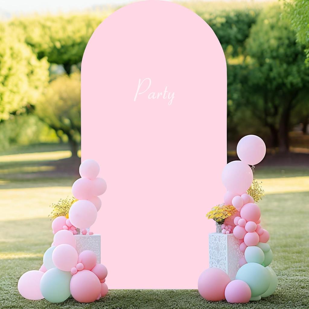 7.2FT Baby Pink Arch Covers, Round Top Wedding Arch Cover Spandex for Birthday Party Baby Shower Graduation Ceremony Decoration