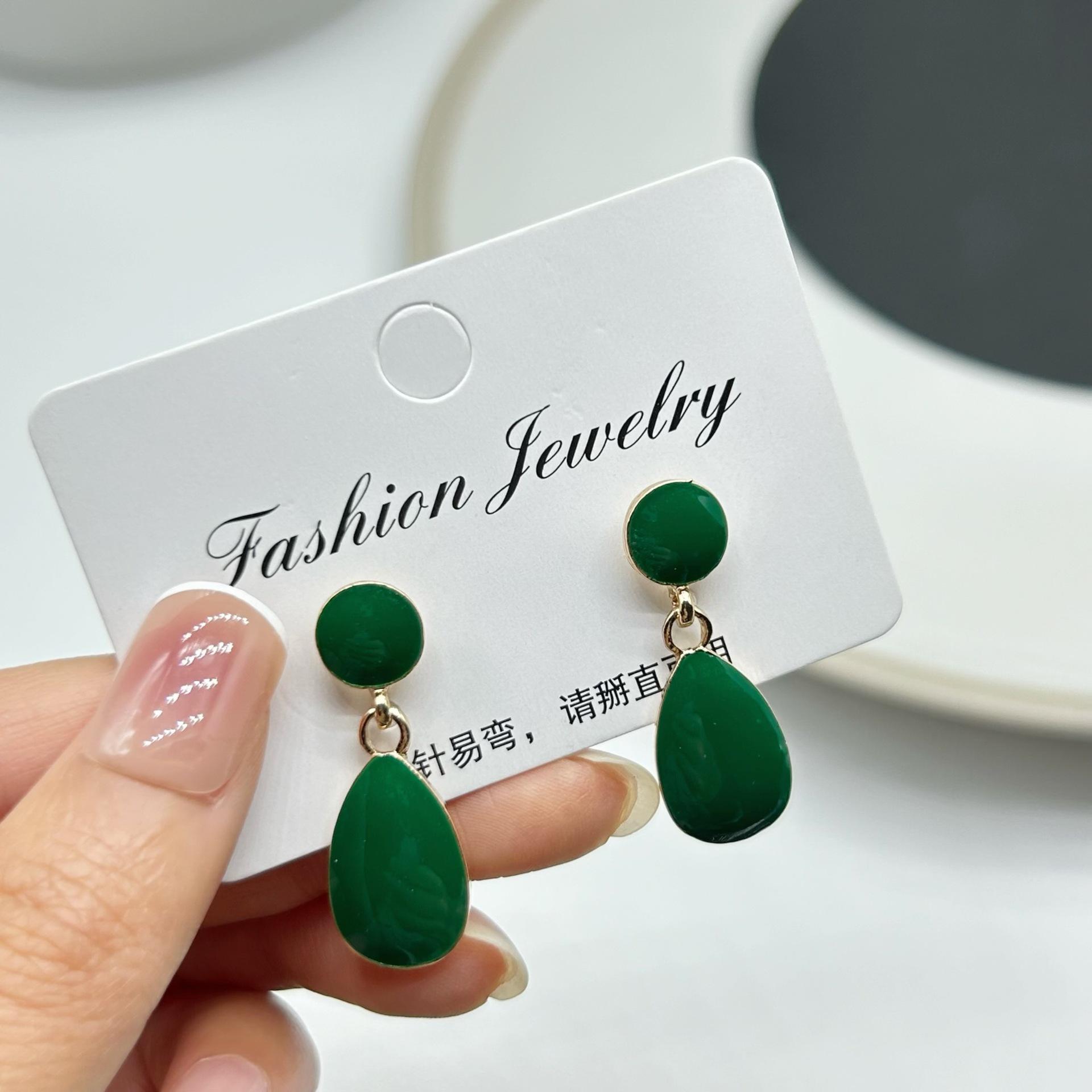 

Милые серьги-гвоздики с каплями воды, красные серьги-гвоздики, простые эстетические нежные серьги для женщин и девочек, ювелирные изделия для ушей, подарки глубокий/зелёный