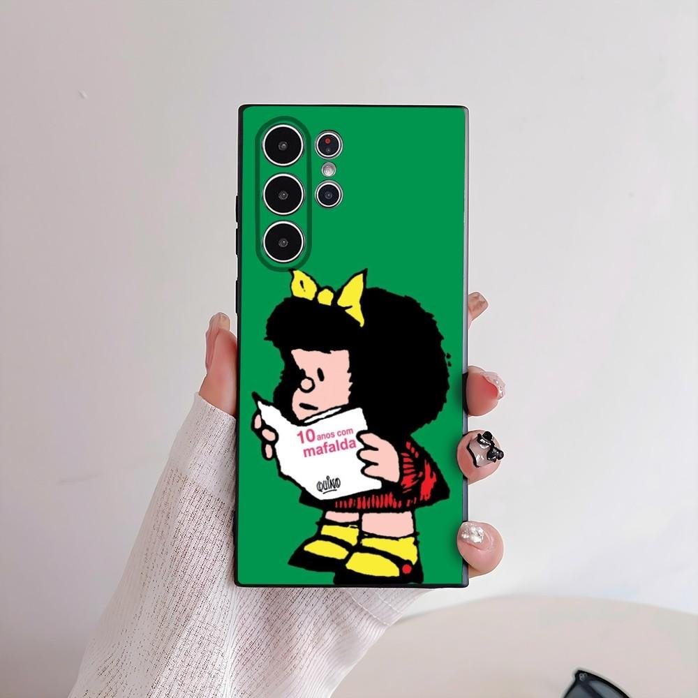 Cartoon M-Mafalda Cute Girl Phone Case For Samsung Galaxy S25 S24 S22 S23 Ultra S21 S20 Plus 5G Frosted Non-Slip Full Soft Cover