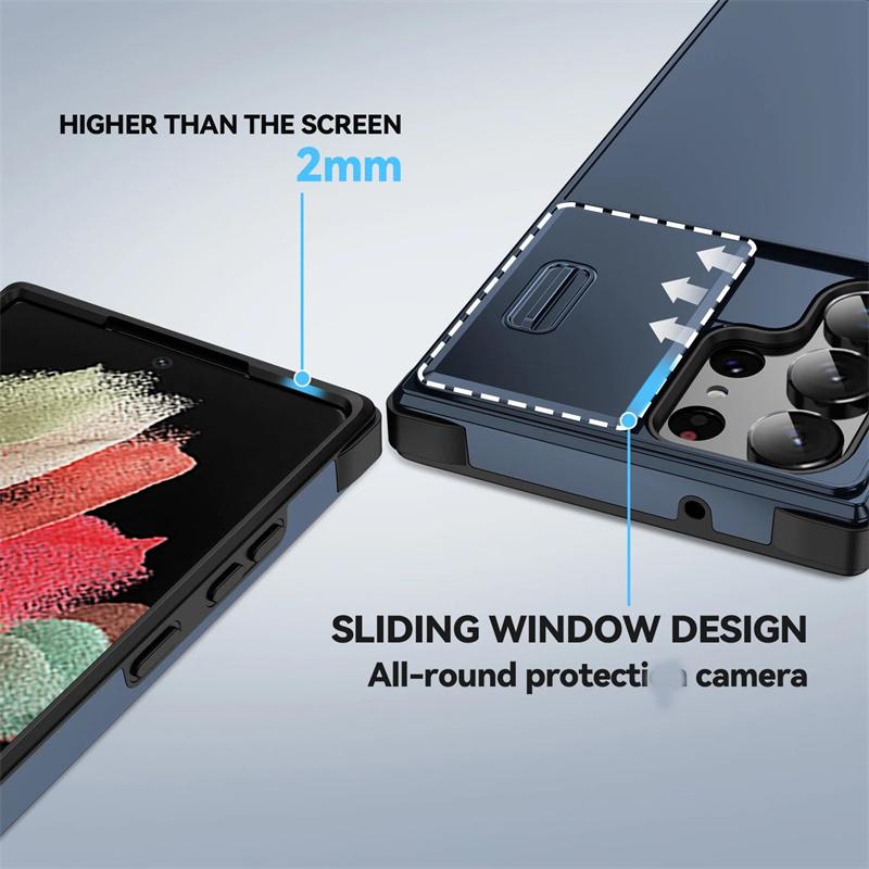 Military Grade Armor Slide Camera Protector Case For Samsung Galaxy S26 S25Edge S24 S23 S22 FE Plus Ultra Anti-Drop Rugged Cover