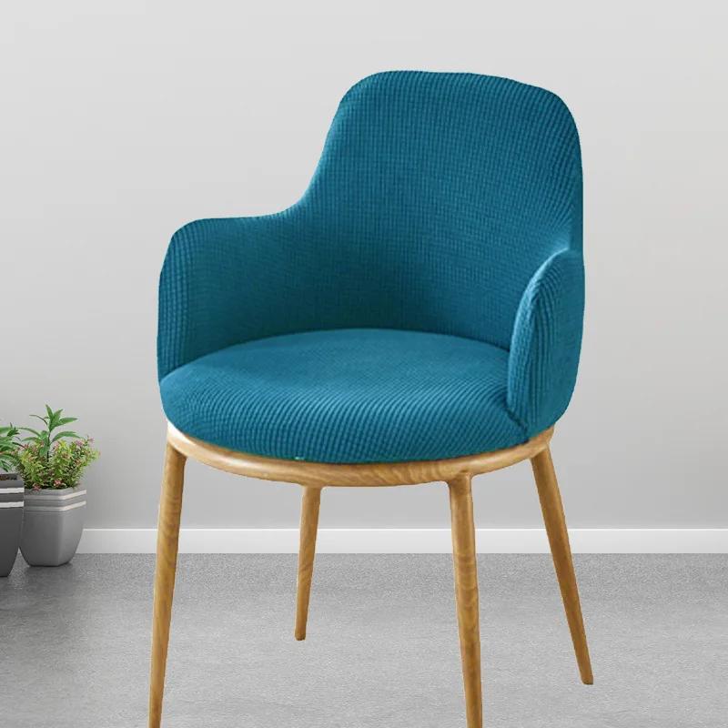 Solid Color High Arm Chair Cover Stretch Dining Chair Slipcover Fundas Para Sillas Makeup Spandex Round Bottom Chair Covers