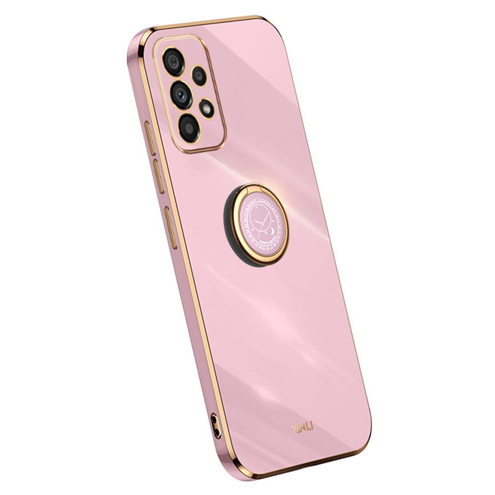 

XINLI Shockproof Phone Cover For Samsung Galaxy A53 5G,Protective TPU Phone Case Kickstand with Electroplating Golden Edge Purple