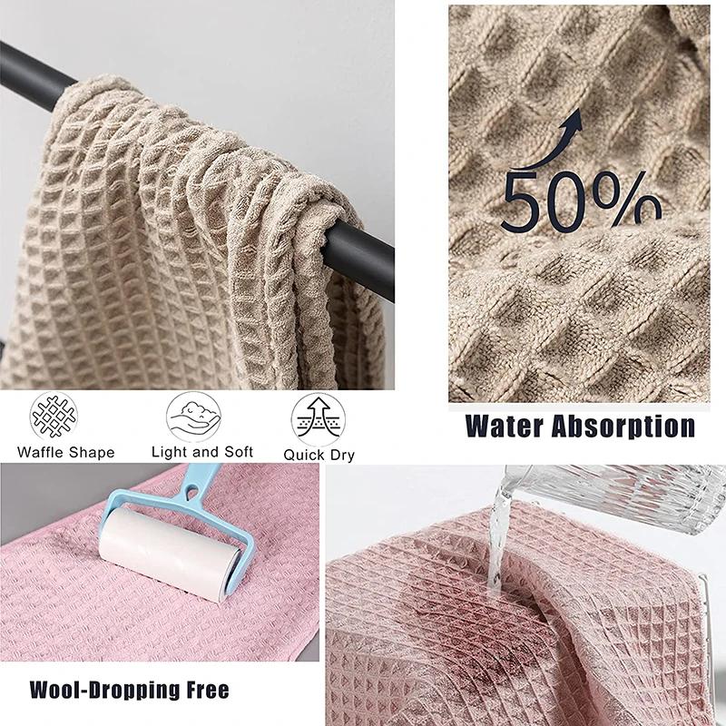 Microfiber Hair Wrap Waffle Hair Drying Towel Absorbent Dry Hair Turban with Button Twist Hair Towels Cap Quick Anti Frizz Hair