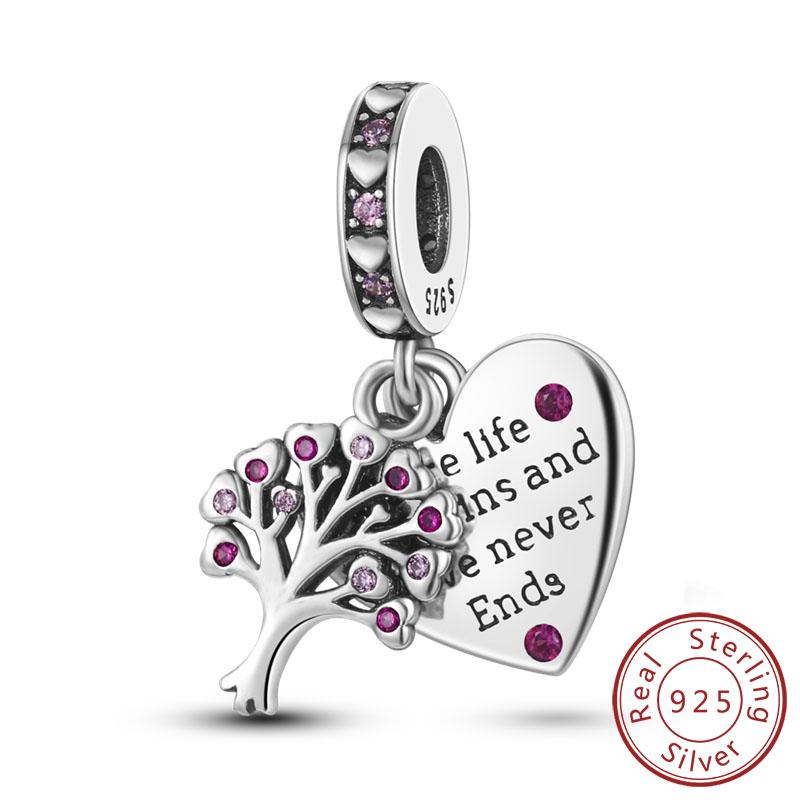 Charm Pendant Copper Tree Of Life Love Happy Family Charm Bead Fit Original Bracelet Necklace Diy Jewelry For Women