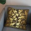 2D Golden Cats On Branches Patterned Pillow Cover Pattern Cushion Cover Suitable For Sofa Bedroom Car Pillow Cover