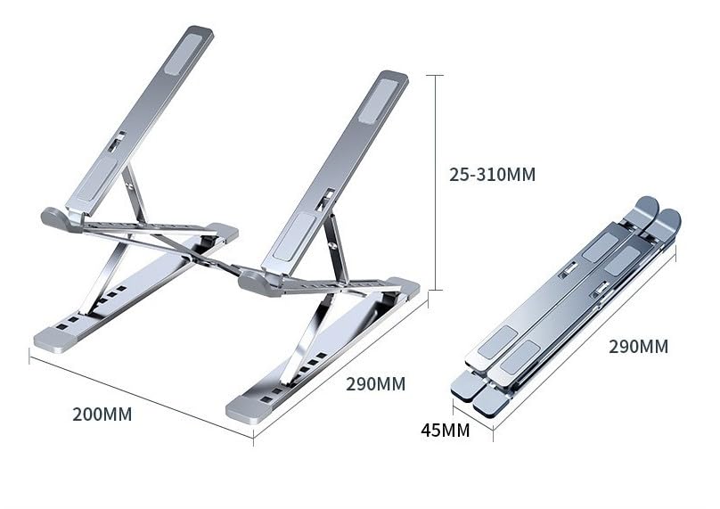 Laptop tablet adjustable made of aluminum storage bag 1pcs stand, stand, stand, foldable, angle, alloy, silver, included,