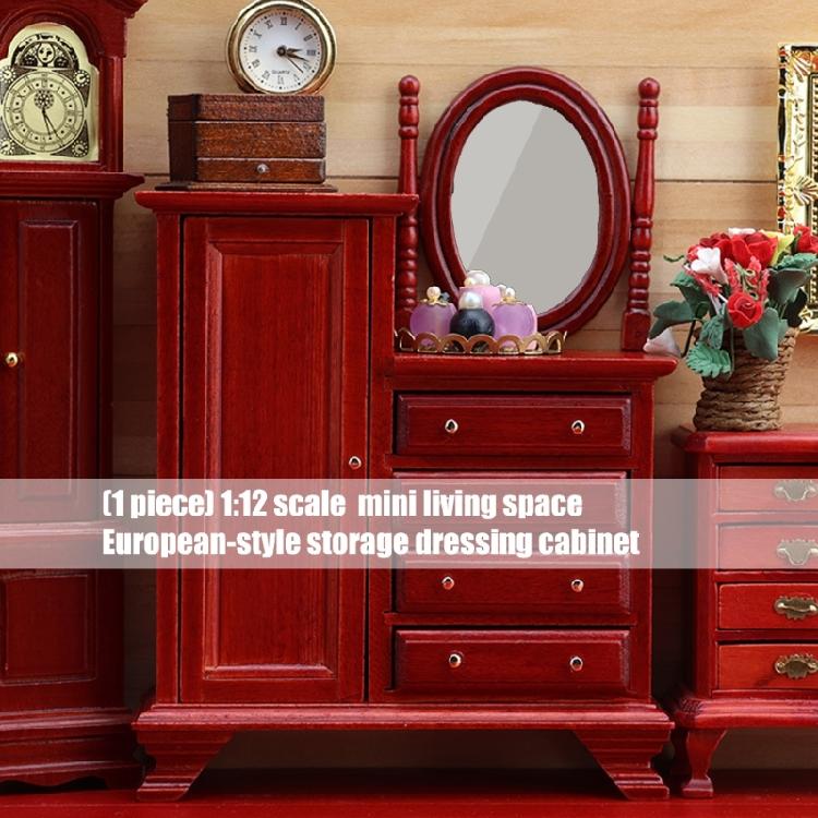 Miniature Dresser For 1/12 Doll House European Styles Furniture with Functional Drawer Door Craft Model Scene Display