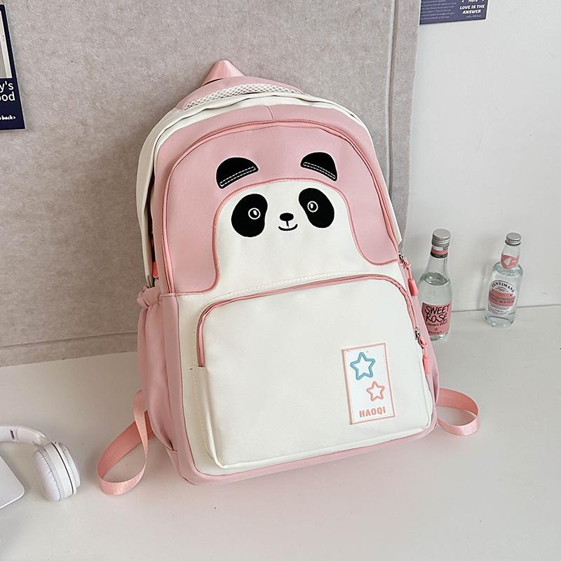 Cute Panda Soft Girl Student Backpack for Girls Junior High School High School Large Capacity High-value Student Schoolbag Travel Commuter Bag