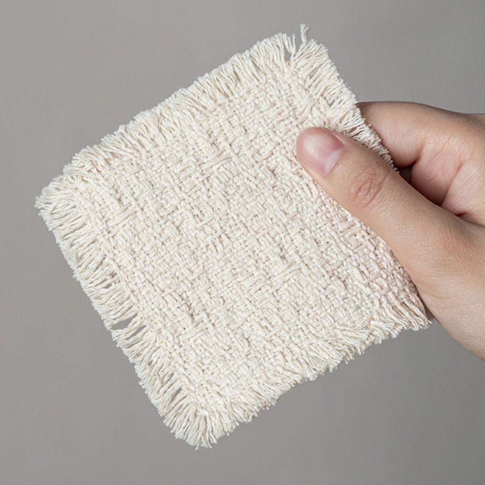 New Beige Color Thermal Insulation Coaster Soft Square Shape Cotton Placemat Cotton Utensil Pads