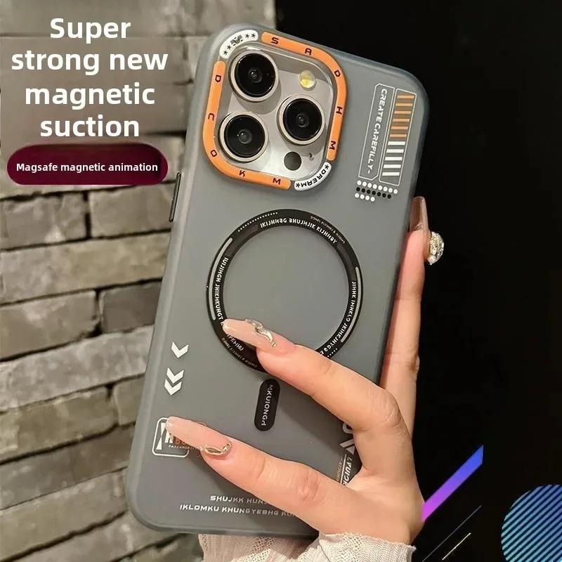 Funda Magnética Mate para Teléfono para iPhone 17 16 15 14 13 Pro Max Air Magsafe Carga Inalámbrica Marco de Lente Metálico Escarchado Cubierta de Botones